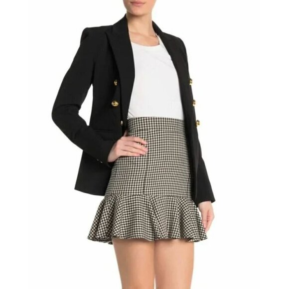 NWT Veronica Beard black and white plaid francesca ruffle mini skirt size 2 - Picture 1 of 9